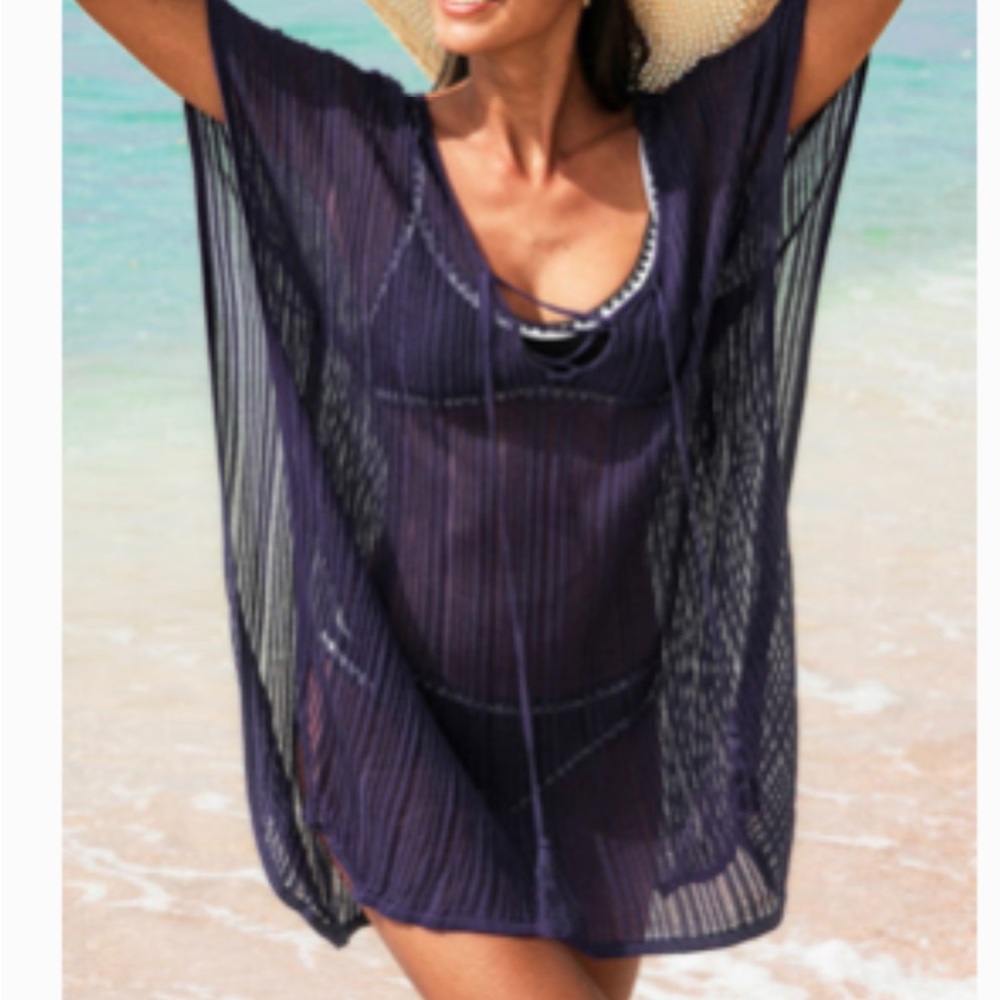 Sheer Navy Blue Swimsuit Cover Up